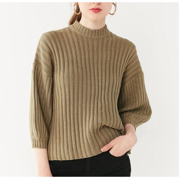 Urban Outfitters Womens Small Olive Green Lou Mock Neck Pullover Sweater Cotton - Picture 11 of 11